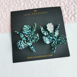 Lele Sadoughi Small Paper Lily Green Earrings